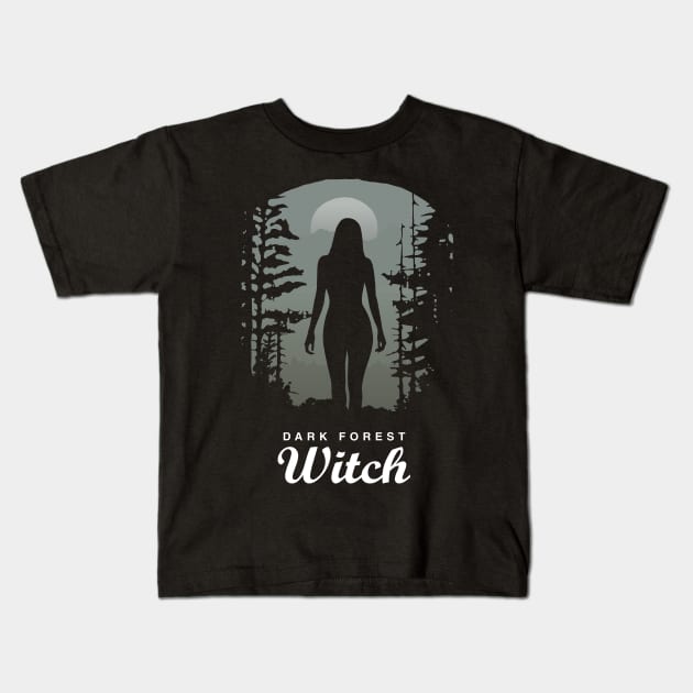 Dark Forest Witch Kids T-Shirt by KewaleeTee